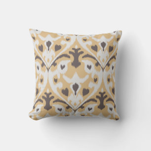 Cojín Decorativo Patrón tribal de ikat marrón beige buff moderno