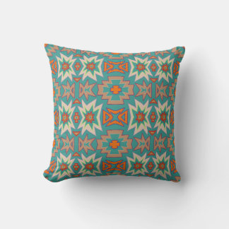 Cojín Decorativo Patrón tribal del suroeste de color naranja turque