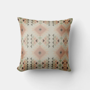 Cojín Decorativo Patrón tribal del suroeste del gris verde rojizo
