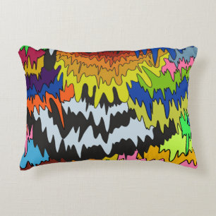 Cojín Decorativo Patrón Trippy de Raya Groovy Colorido de Goteo Líq