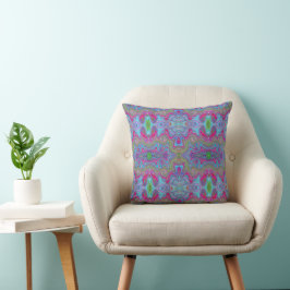 Cojín Decorativo Patrón Trippy Multicolor Azul Cielo Ondulado
