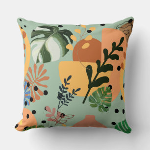 Cojín Decorativo patrón tropical abstracto boho-diseño minimalista 