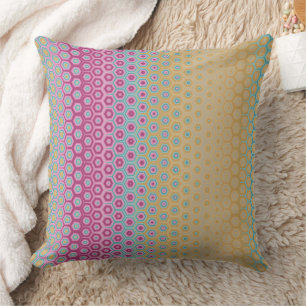 Cojín Decorativo Patrón Tropical Abstracto Rosa Amarillo Teal