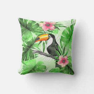 Cojín Decorativo Patrón tropical con tocan