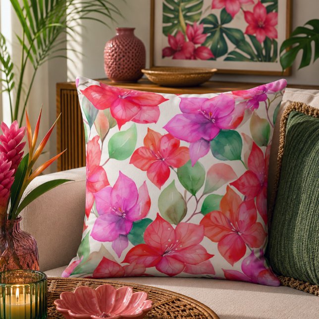 Cojín Decorativo Patrón tropical de buganvilla (Subido por el creador)