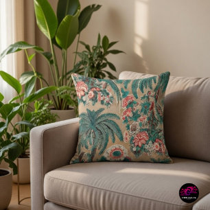 Cojín Decorativo Patrón tropical floral de Chintz vintage