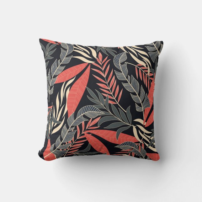 Cojín Decorativo Patrón tropical fluido de verano con un amarillo b (Anverso)