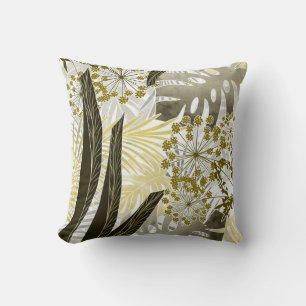 Cojín Decorativo Patrón tropical monstera hojas de palma exóticas