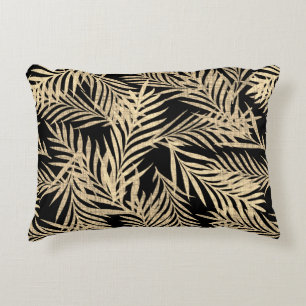 Cojín Decorativo Patrón tropical retro de hoja de palma.
