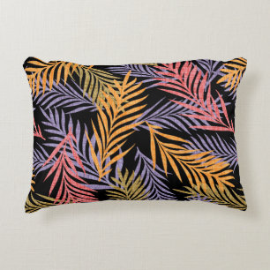 Cojín Decorativo Patrón tropical retro de hoja de palma.
