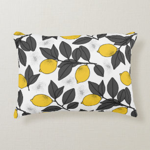 Cojín Decorativo Patrón tropical sin costuras con limones amarillo