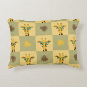 Cojín Decorativo Patrón tropical sin foco con jirafa y palmera