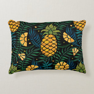 Cojín Decorativo Patrón tropical sin foco con piñas y palmeras