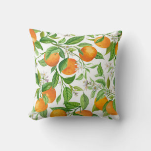 Cojín Decorativo Patrón tropical sin foco de fruta mandarín, colori