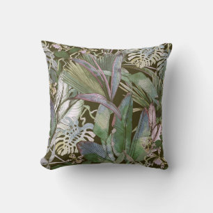 Cojín Decorativo Patrón tropical sin soldadura con flores tropicale