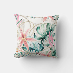 Cojín Decorativo Patrón tropical sin soldadura con hojas de orquí