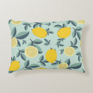 Cojín Decorativo Patrón tropical sin soldadura con limones amarillo