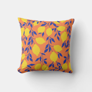 Cojín Decorativo Patrón tropical vintage de Lemones estilizados