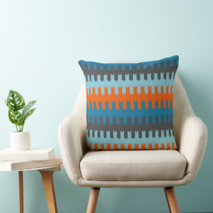 Cojín Decorativo Patrón turquesa, gris y naranja