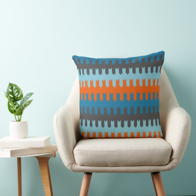 Cojín Decorativo Patrón turquesa, gris y naranja (Silla)