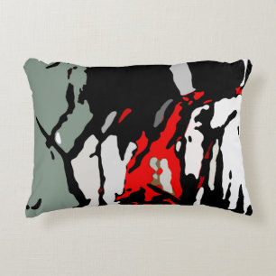 Cojín Decorativo Patrón turquesa rojo blanco negro