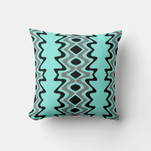 Cojín Decorativo Patrón único turquesa y negro