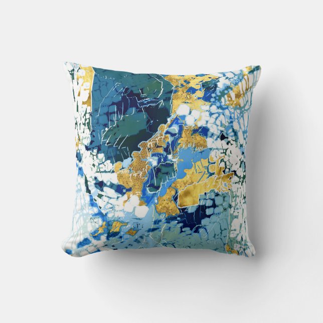 Cojín Decorativo Patrón urbano, moderno, abstracto, blanco, azul, d (Anverso)