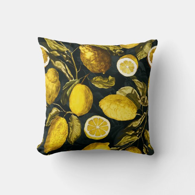 Cojín Decorativo Patrón V de limón y hoja (Anverso)