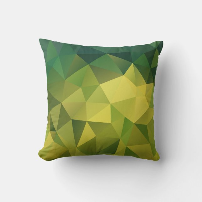 Cojín Decorativo Patrón verde amarillo, polígono (Anverso)