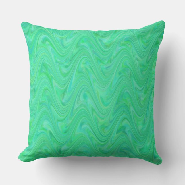 Cojín Decorativo Patrón Verde Azul de mármol (Anverso)