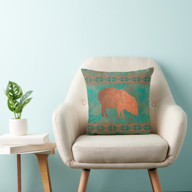 Cojín Decorativo Patrón Verde azulado de cobre Javelina Mama del Su (Silla)