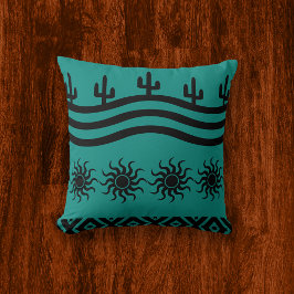 Cojín Decorativo Patrón Verde azulado de diseño del suroeste