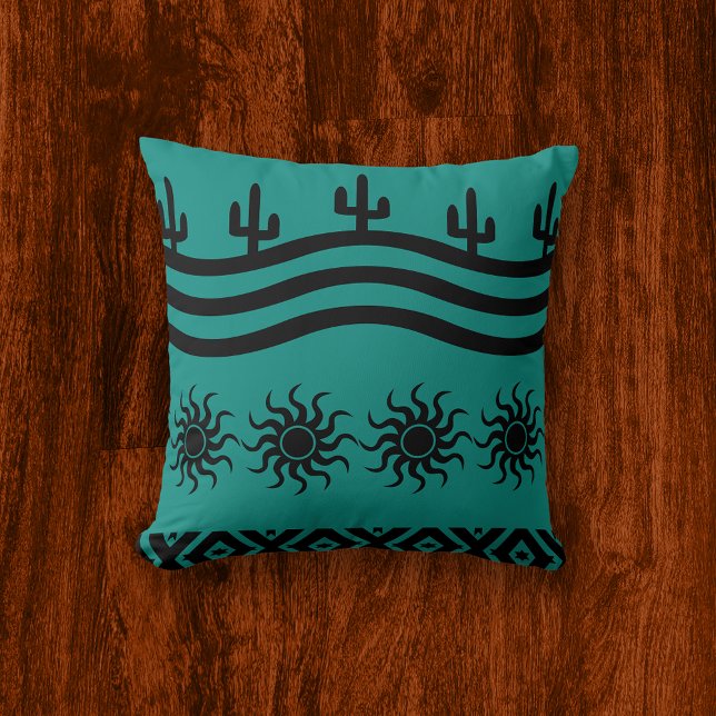 Cojín Decorativo Patrón Verde azulado de diseño del suroeste (Subido por el creador)