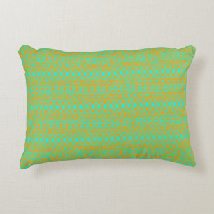 Cojín Decorativo Patrón verde brillante y Naranja