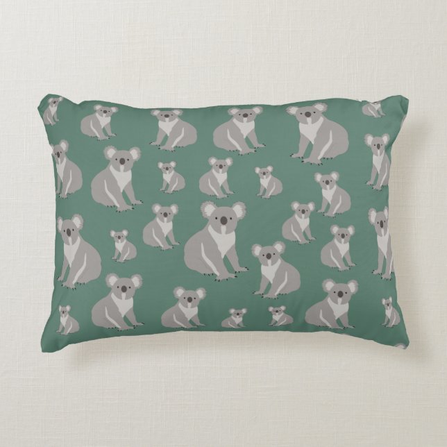 Cojín Decorativo Patrón verde de Koala Eucalyptus (Anverso)