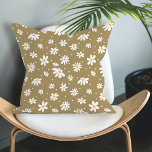 Cojín Decorativo Patrón verde floral de Daisy Retro Vintage 70<br><div class="desc">La decoración de los años 60 y 70 es sobria, divertida y moderna. Se trata de un diseño colorido con un patrón claro y ventilado lleno de margaritas de estilo moderno en amarillo y blanco. Arte creado y diseñado gráficamente por la artista con licencia internacional Audrey Jeanne Roberts, y diseñado...</div>