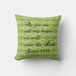 Cojín Decorativo Patrón verde Joshua 24:15 Biblia Verse Pillow