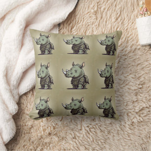 Cojín Decorativo Patrón verde militar Rhinoceros