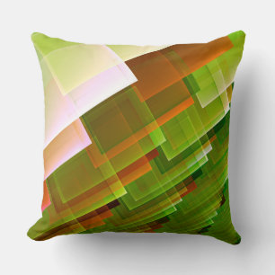 Cojín Decorativo Patrón verde naranja abstracto geométrico