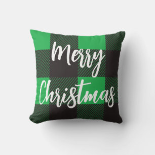Cojín Decorativo Patrón verde plastificado Feliz Navidad