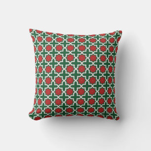Cojín Decorativo Patrón verde rojo y blanco de Navidad