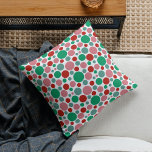 Cojín Decorativo Patrón verde rosado del punto de polka festivo mod<br><div class="desc">Sencillo diseño moderno alegre y luminoso con círculos de colores rosa,  rojo y verde.</div>