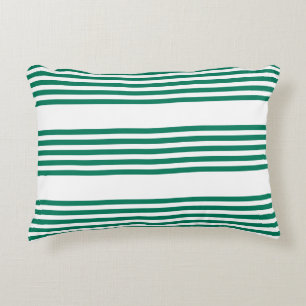 Cojín Decorativo Patrón verde y blanco de cinco rayas