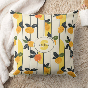 Cojín Decorativo Patrón vibrante de cítricos con hojas verdes (2)