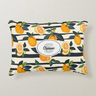 Cojín Decorativo Patrón vibrante de cítricos con hojas verdes (5)