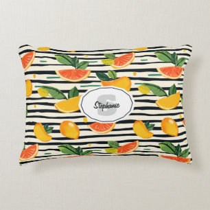 Cojín Decorativo Patrón vibrante de cítricos con hojas verdes (6)