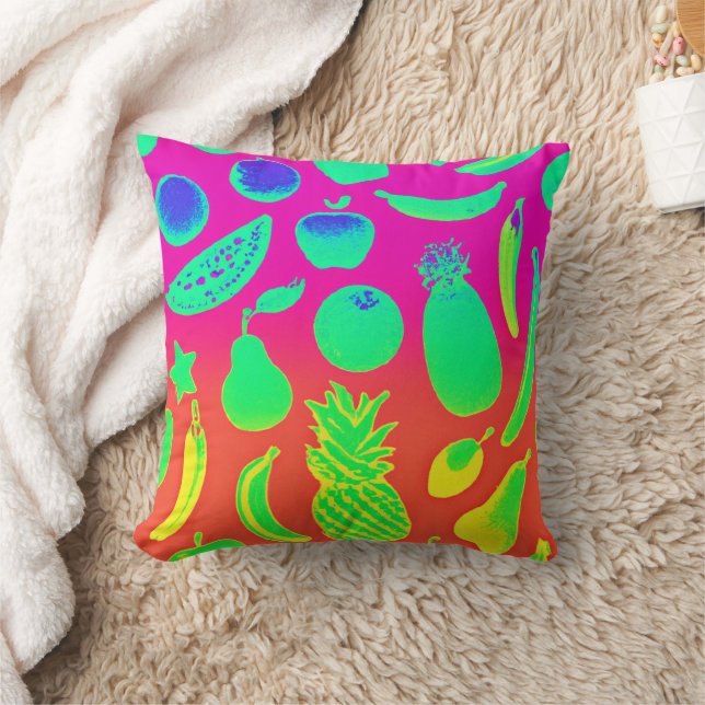 Cojín Decorativo Patrón vibrante de frutas de neón (Manta)