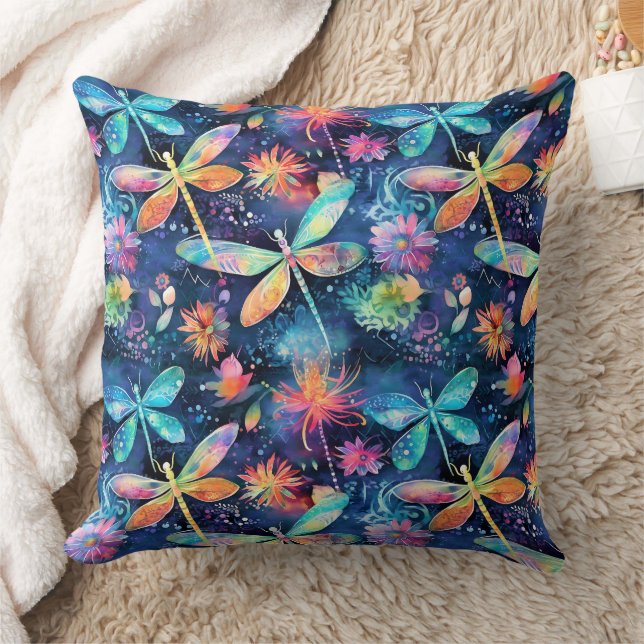 Cojín Decorativo Patrón vibrante de libélulas (Manta)