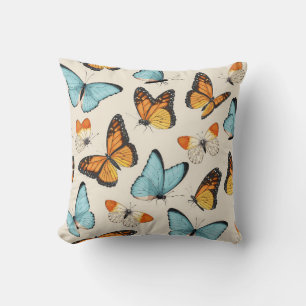 Cojín Decorativo patrón vintage con mariposa tropical altamente det