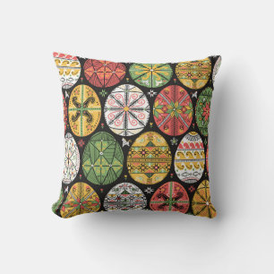 Cojín Decorativo patrón vintage con pysanky. Patrón de huevos de Pa